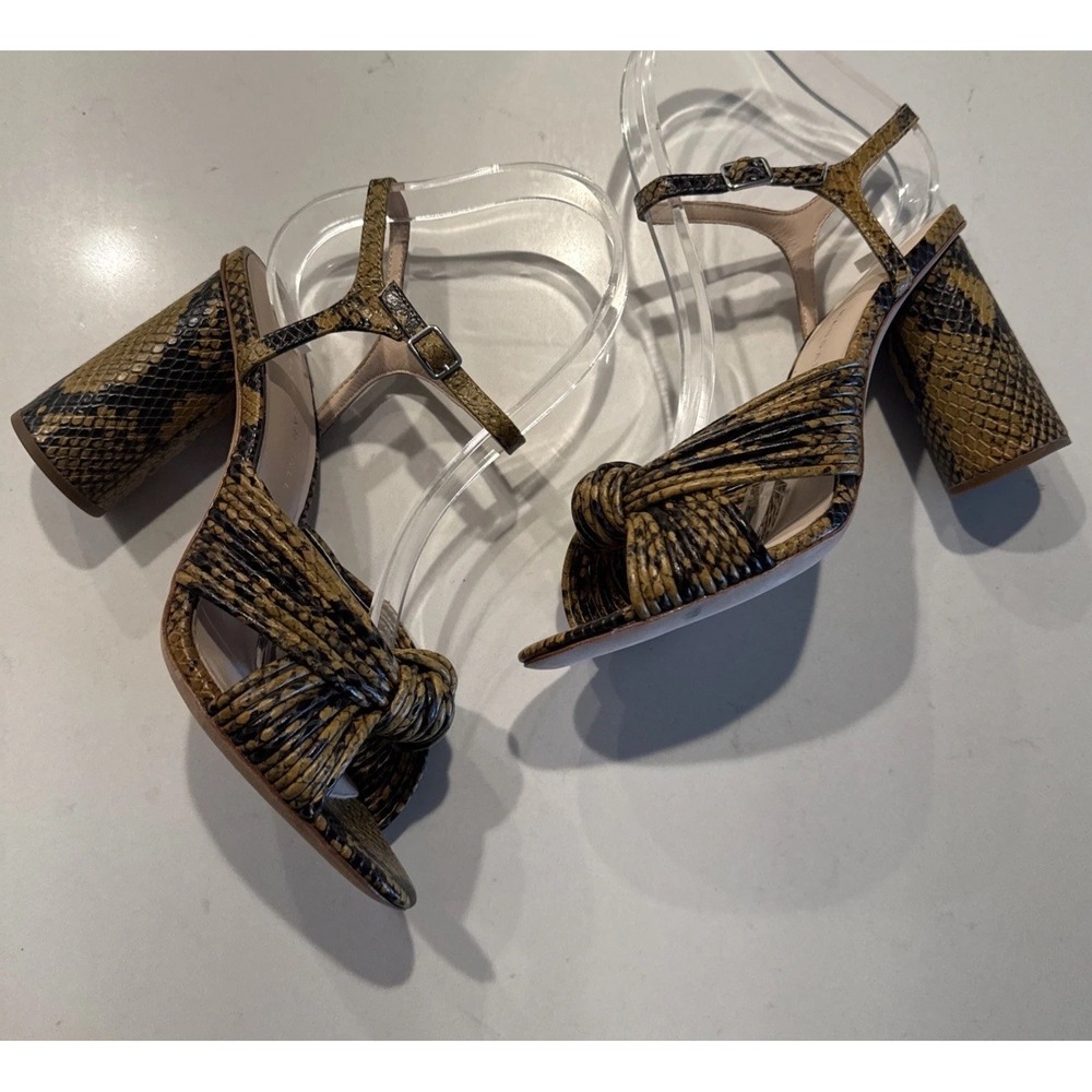 Loeffler Randall Cece Faux Snakeskin Leather Knotted Sandals Heels Size 7 Modern